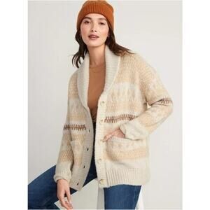 NWT Old Navy Fair Isle Shawl Collar Cardigan Sweater Size L